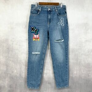 No Boundaries Womens Jeans 13 NY Patch Distressed‎ Streetwear Y2K Grunge Varsity